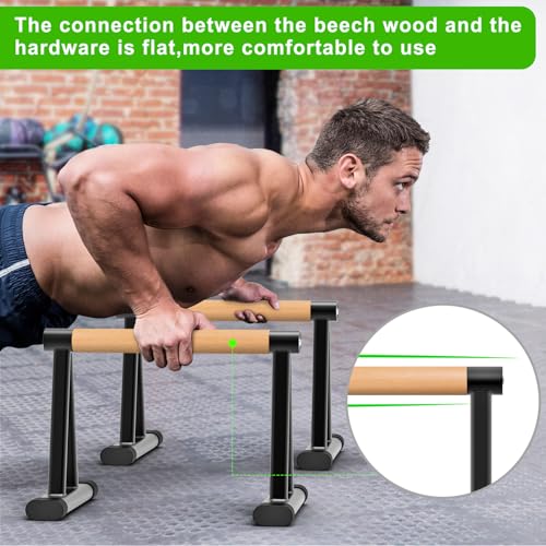 Dolibest Push Up Bar, 12'' High Parallettes Bars with 8 Rubber Feet & Comfortable Handle, Dip Bars with Stable Triangle Ba...