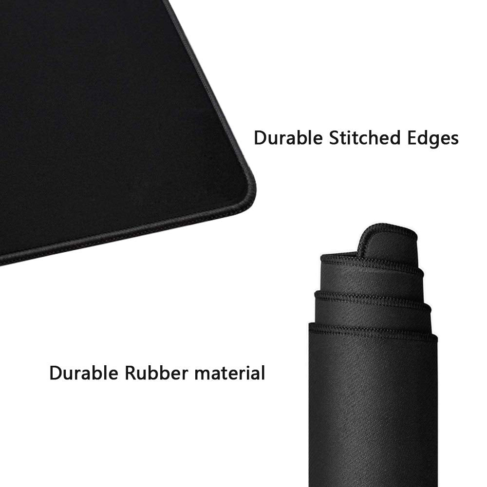 Large Gaming Mouse Pad Extended Mouse Mat Non-Slip Rubber Base Mousepad Big Desk Pad Keyboard Mat with Stitched Edge for Laptop Notebook Computer Desktop PC Gamer Office & Home (27.5" x 11.8" Black)