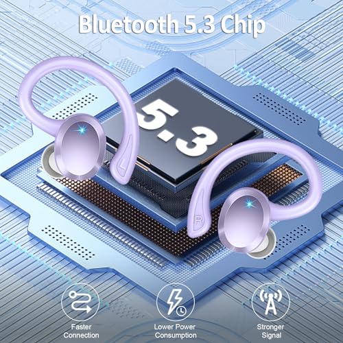 Wireless Earbuds Bluetooth Headphone Sport, Bluetooth 5.3 Earbud 3D HiFi Stereo Over Ear Buds, 48Hrs Earhooks Earphone wit...