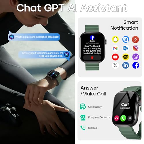 AURAFIT AI Smart Watch with ChatGPT Bluetooth Calling, App AI Dial 2.01" Fitness Tracker, 100+ Modes, Heart Rate Sleep Cal...