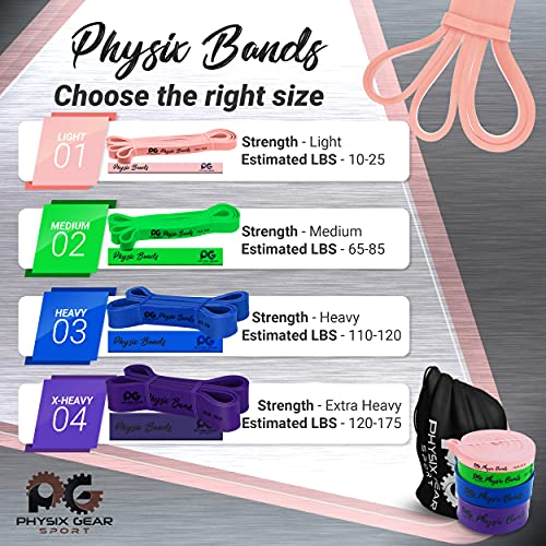 Physix Gear Workout Bands for Pullups Set, Pull Up Resistance Bands Set, Long Bands for Workout and Exercise Bands Pull Up...