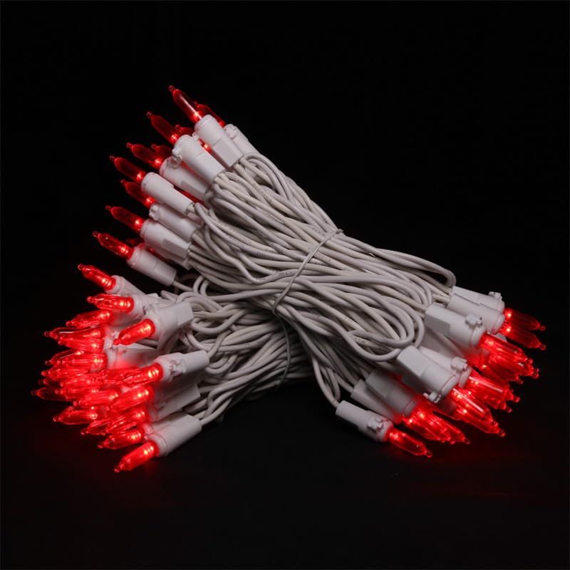 Red Christmas Led Lights - 2 Pack 100 Count Red Christmas String Lights For Tree  Bedroom  Wedding  Indoor/Outdoor Valentines Day Decorations  2 Sets 33 Feet White Wire  Ul Certified  Connectable