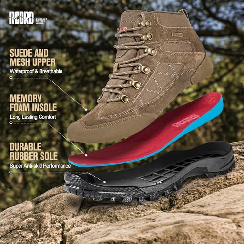 R CORD Hiking Boots Women Waterproof Non-Slip Womens Hiking Shoes Comfortable Outdoor Womens Hiking Boots Walking Boots Hi...