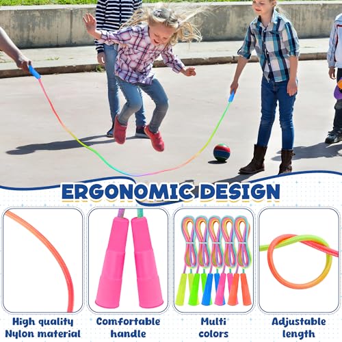 ZATAYE Kids Jump Rope, Colorful Gradient Nylon Skipping Ropes for Children, 7.55FT Adjustable Length, Plastic Handles, Lig...