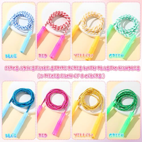 Aoriher 7.87 ft Cotton Colorful Jump Rope for Kid Toddler Bulk Adjustable Length Stripe Skipping Rope with Plastic Handle ...
