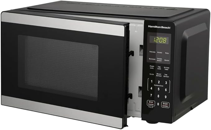 Hamiilton_Beach 0.9 Cu ft Countertop Microwave Oven, 900 Watts, Stainless Steel, New
