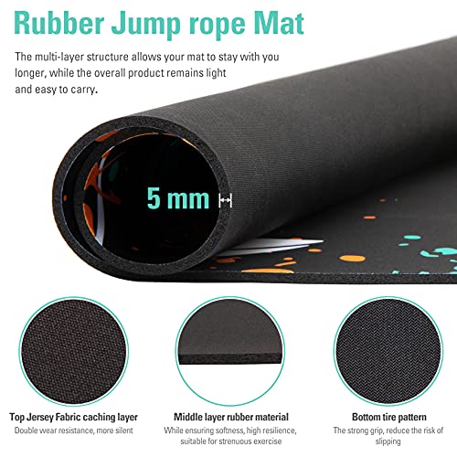 Jump Rope Mat Large Rubber Exercise Mat Workout Mats for Home Gym Flooring Non-Slip Oval Design for Floor & Rope Protection