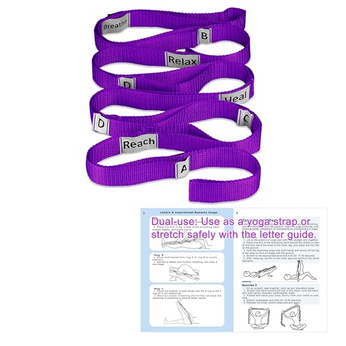 LXLOVESM Stretching Strap Yoga Strap with 10 Loops, Non-Elastic Stretch Band for Physical Therapy, Flexibility, Exercise, ...