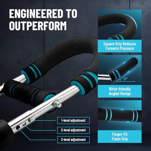 Twister Arm Trainer with 4 Springs, 30-120lb Adjustable 6 Resistance Levels Twister Arm Chest Exerciser, Portable Chest Wo...