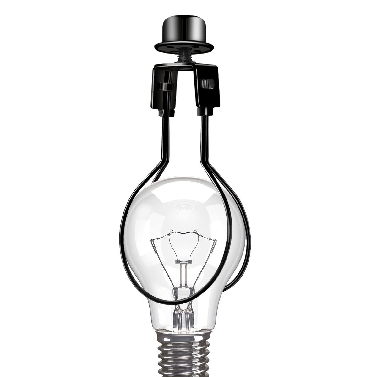 Clip on Lampshade Adapter, Shade Light Bulb Clip Adapter Includes Finial and Lampshade Levellers, Lamp Shade Holder for Clip On Light Bulbs Attaching Finial DIY Lighting Accessories (1 Pcs, Black)