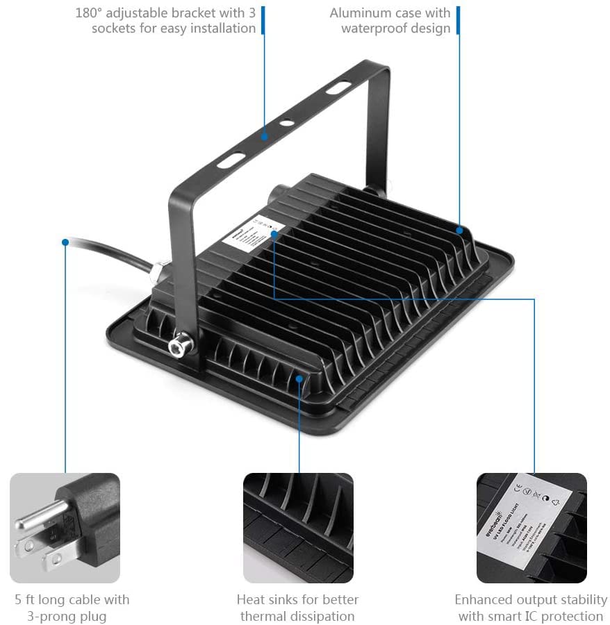 Everbeam 365nm 50W UV LED Black Light - IP66 Waterproof, Aluminum, Ideal for Parties and Decorations