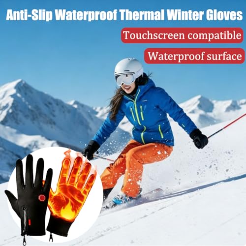 ocpcrn Anti-Slip Waterproof Thermal Winter Gloves for Men and Women,Windproof Cold Weather Touch Screen Winter Sport Outdo...