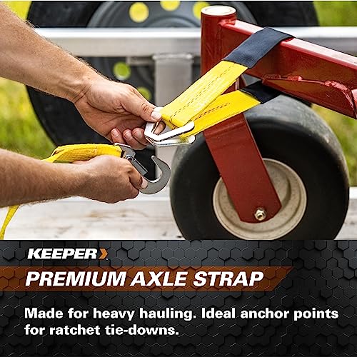 Keeper – 2” x 24” Premium Axle Tie Down Strap with D Rings - 3,333 lbs. Working Load Limit and 10,000 lbs. Break Strength,...
