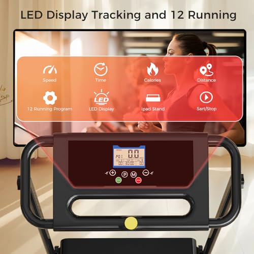 Portable Treadmill with Handle, 3.0HP Walking Pad Treadmill, Electric Compact Treadmills,Treadmills for Home Small Space w...