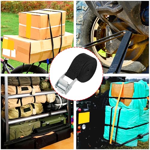 10 Pack Cam Buckle Straps, Lashing Straps with Buckles Adjustable, 1" x 78" Cam Buckle Tie Down Straps for Securing Luggag...