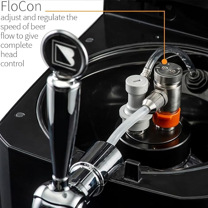 BrewFlo Beer Dispenser | CO2-Free Draft System for Home Use | Includes Two 5L Kegs | Adjustable Flow and Temperature (32°F-50°F) | Compact Size, Chrome Tap, LCD Display | Perfect for Home Brewers
