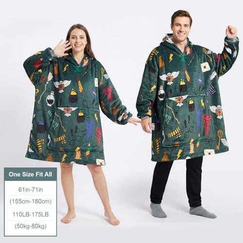 Magical Movie Theme Soft Warm Oversize Wearable Blanket Hoodies for Fans of Magical Movies and Novels, Featuring Owl, Ligh...