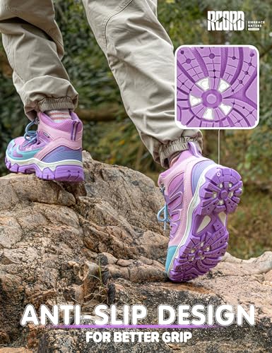 @ R CORD Kids Hiking Boots Waterproof Non-Slip Hiking Shoes for Kids Comfortable Girls Hiking Boots Trail Walking Sneakers...