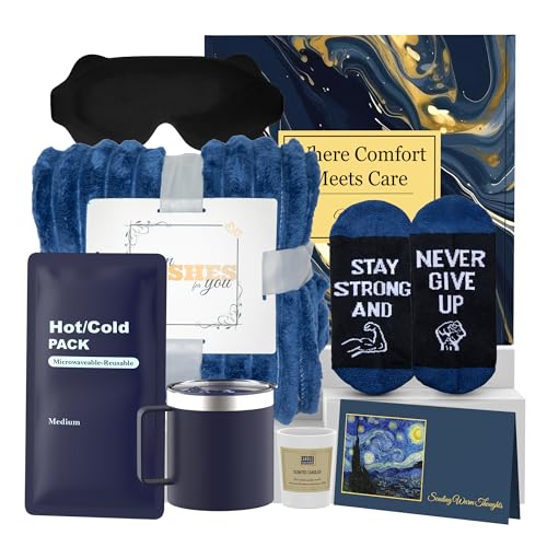 Get Well Soon Gift Basket Men, Care Package for Men, Get Well Soon Gifts for Man with Hot Cold Pack, After Surgery, Cancer...