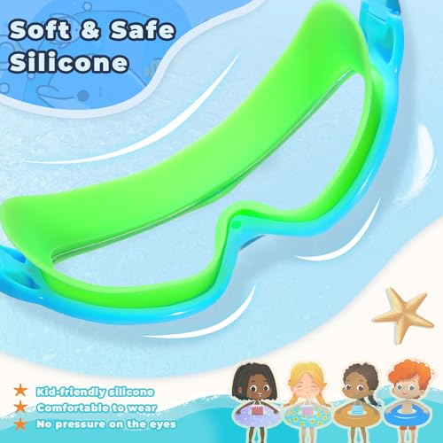 Keary 2 Pack Kids Swim Goggles for 3-15 UV Protection Anti-Fog Pool Water Swimming Goggles For Boys Girls Youth Toddler
