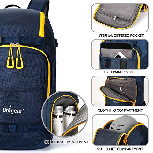 Unigear Ski Boot Bag Backpack for Helmet 50L/70L, Goggles, Gloves, Skis, Snowboard & Accessories