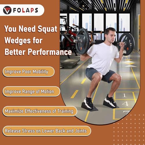 Folaps Squat Wedge with Step-by-Step Guide: 15-Degree Non-Slip Blocks for Deep Squats Lower Body Exercises - Improve Stren...