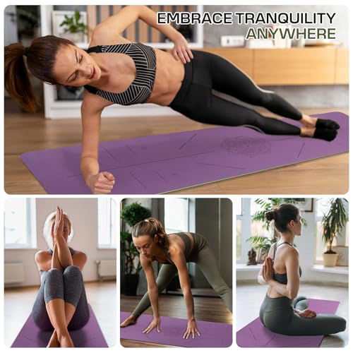 Yoga Mat Non Slip, Anti-Tear 0.24" Thick TPE Yoga Mats for Women and Men, 72"x24" Exercise & Fitness Mat with Carrying Str...