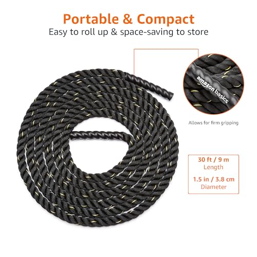 Amazon Basics Battle Rope for Home Gym Workout, Exercise Training Equipment