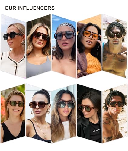 SOJOS Trendy Aviator Sunglasses for Womens Mens Polarized,Hexagonal Square Double Bridge Designer Inspired Sun Glasses SJ2288
