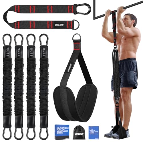 Pull Up Assistance Bands 260lbs, Heavy Pull Up Bands Resistance Bands for Pull Ups Working Out with Feet Rest, Pull Up Bar...