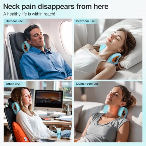 Vzvvzp Neck Massager 2025, Neck Stretcher Cervical Traction with Heat, 3 Modes, Portable Massage Neck Hump Corrector for P...