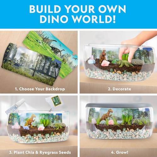 National Geographic Light Up Terrarium Kit for Kids - Build a Dinosaur Habitat with Real Plants & Gemstones, Science Kit, ...
