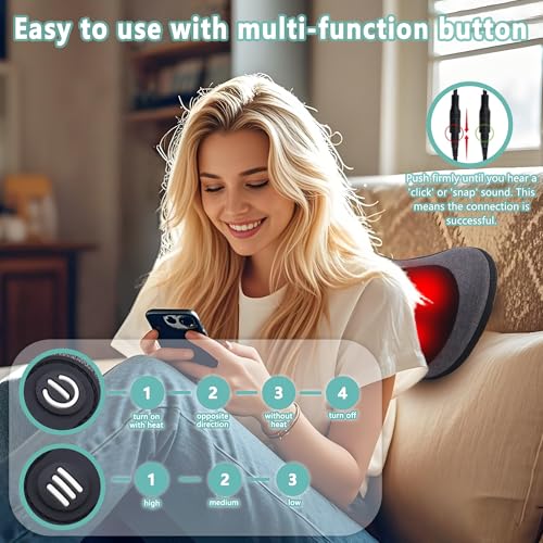 APXPF Shiatsu Neck and Back Massager with Heat - Deep Tissue Massage Pillow for Neck, Back & Shoulders Pain Relief, Ergono...