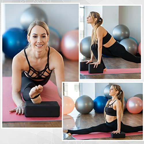 Lenwen 30 Pieces Black Yoga Blocks 9'' x 6'' x 3'' EVA Foam Non Slip High Density Dance for Stretching Pilates Meditation ...