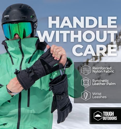 Tough Outdoors Waterproof Gloves Women - Ski Gloves Men - Warm for Winter Cold Weather Snow & Snowboarding - Men's Women's