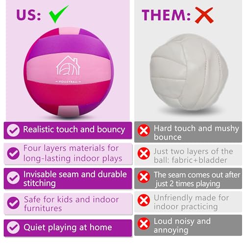 AceVernine Soft Indoor Volleyballs for Practicing Inside House and Yard, Safe and Silent Volleyball for Girls Boys Kids Yo...