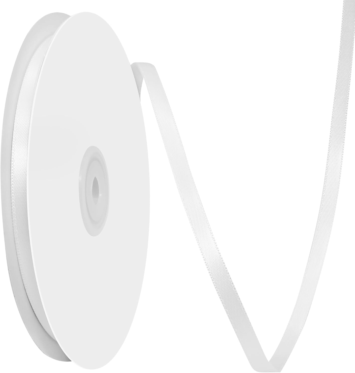 White Satin Ribbon 1/4" X 50 Yards Solid Color Double Faced Ribbons Perfect for Crafts Wedding Decor Bow Making Arts Sewing and More