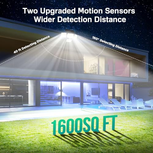 LYWALT Solar Outdoor Lights - 3000LM 188 LED Motion Sensor Outdoor Lights, 4 Heads Security Light,IP65 Waterproof, Easy In...