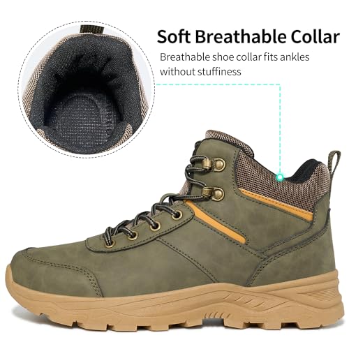 HARENCE Men's Waterproof Hiking Boots Lightweight Slip-Resistant Ankle Support for Trekking Walking
