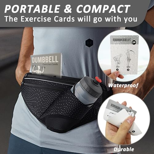 Dumbbell Workout Cards, 62 Large 5"x3.5" Exercise Cards for Home & Gym, Strength Training, Muscle Building, Beginner Fitne...