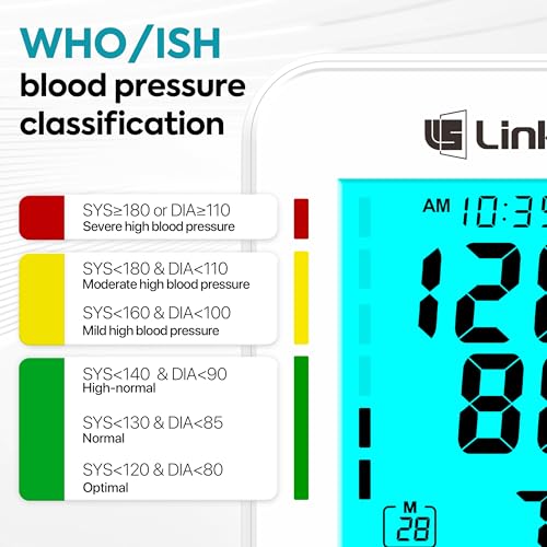 LinkSun Blood Pressure Monitor for Home Use with Large Upper Arm Cuff, Rechargeable Blood Pressure Machine with 100 Memory...