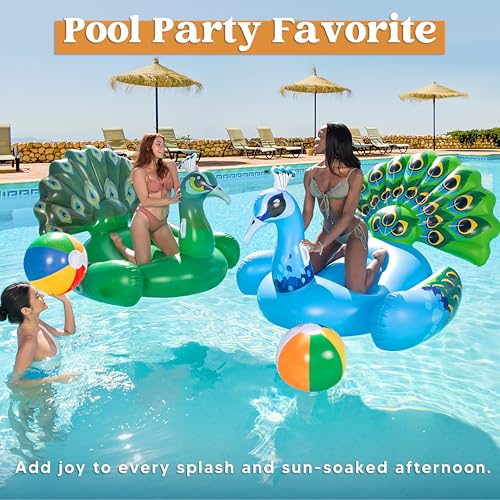 JOYIN 4-Pack 20" Beach Balls - Large Rainbow Beach Ball Inflatable Pool Toys for Party Supplies Decorations, Adults Kids B...