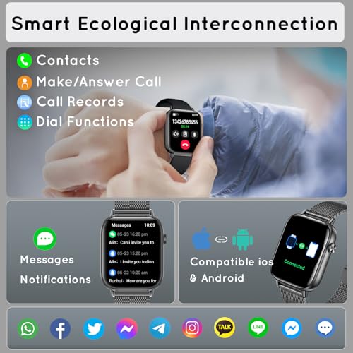Smart Watch for Men Women (Answer/Make Calls) 1.83" HD 3 Bands Smartwatch Compatible Android iPhone Phones with Fitness St...