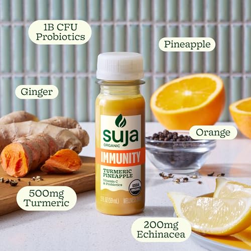 Suja Organic Immunity Defense Shot (2 Fl Oz x 4 Count) with Turmeric and Ginger | Immunity Boost & Support | Functional Sh...