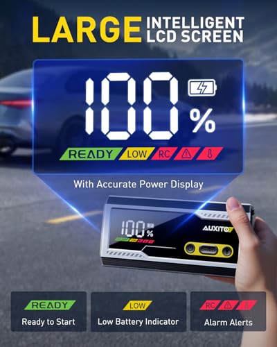 AUXITO 6000A Jump Starter, 12V Car Battery Jump Starter, Up to All Gas & 12L Diesel Engine with LED Display, Portable Jump...