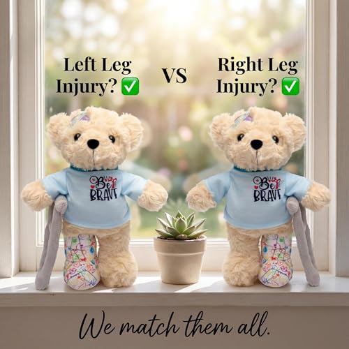 SHSEEN 10" Broken Leg Teddy Bear with Reversible Crutches & Cast, Get Well Soon Gifts for Kids & Knee Surgery Recovery, So...