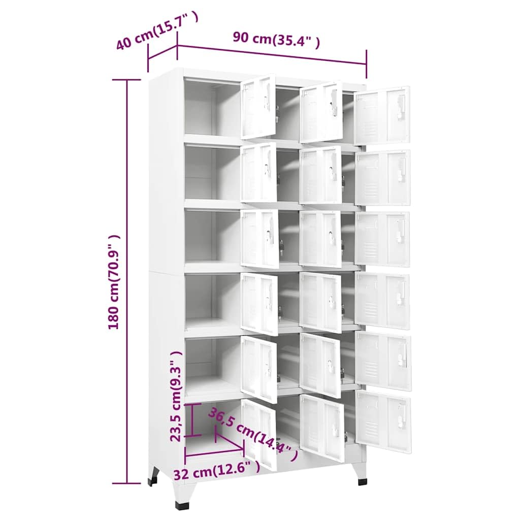 FMPGJLYH 18-Door Industrial Metal Locker Cabinet, Large Vertical Storage Organizer for Office, Gym, and School, Matte Gray Steel Storage Unit 35.4W x 15.7D x 70.9H