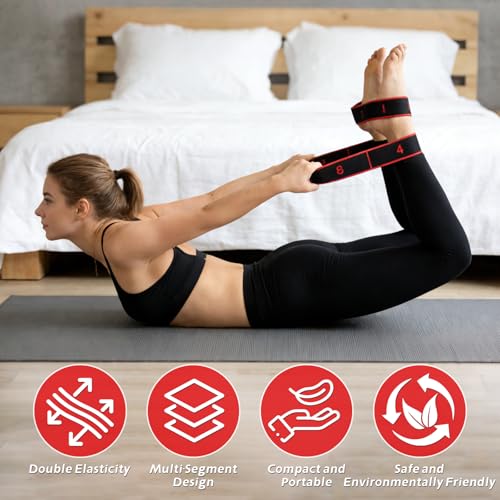 Elastic Exercise Bands with Handles, Adjustable Strength for Home Gym, Stretching, Yoga & Pilates, Non-Slip Puller Straps ...