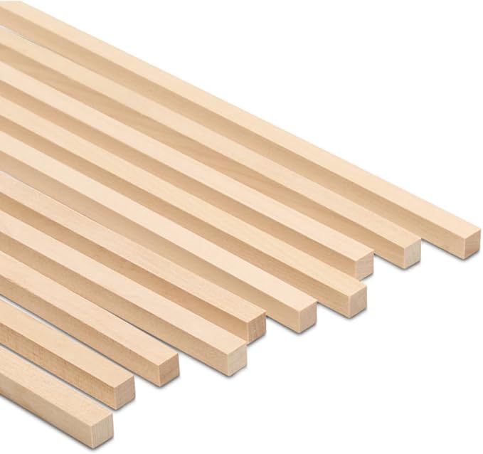Wood Square Dowel Rods, 3/8-inch x 18-inch, Pack of 25 Wooden Craft Sticks for Crafts and Woodworking, by Woodpeckers