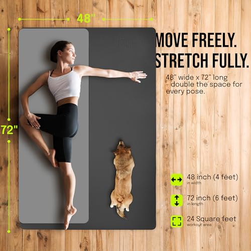 Gogokiwi Large Yoga Mat (6'x4') – 1/4" & 1/2" Thick Exercise Mats for Home Workout, Extra Wide Workout Mats for Home Gym, ...